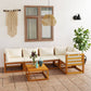6 Piece Garden Lounge Set with Cushion Cream Solid Acacia Wood (311853+311857+311859)