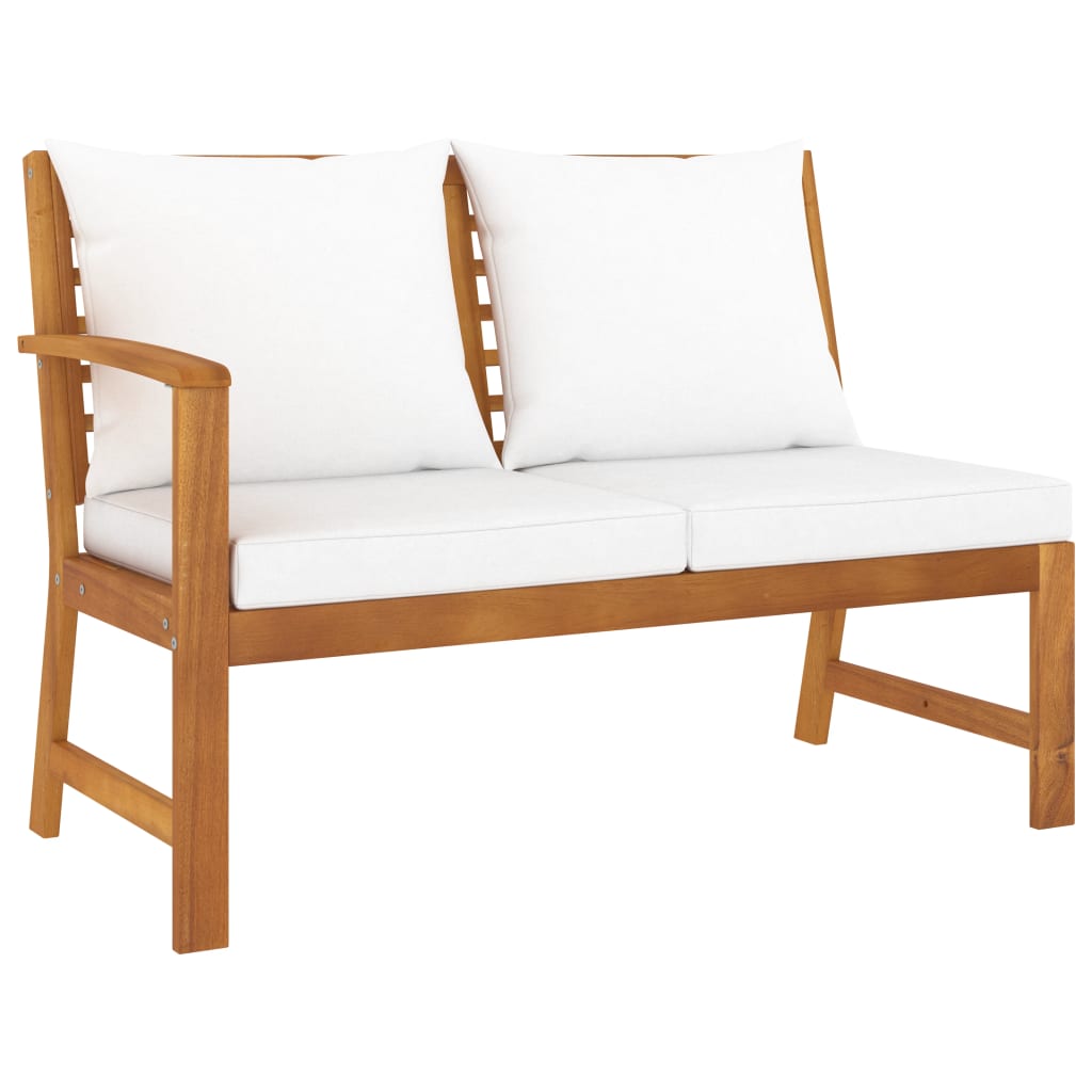 5 Piece Garden Lounge Set with Cushion Cream Solid Acacia Wood (311834+311836+311838)