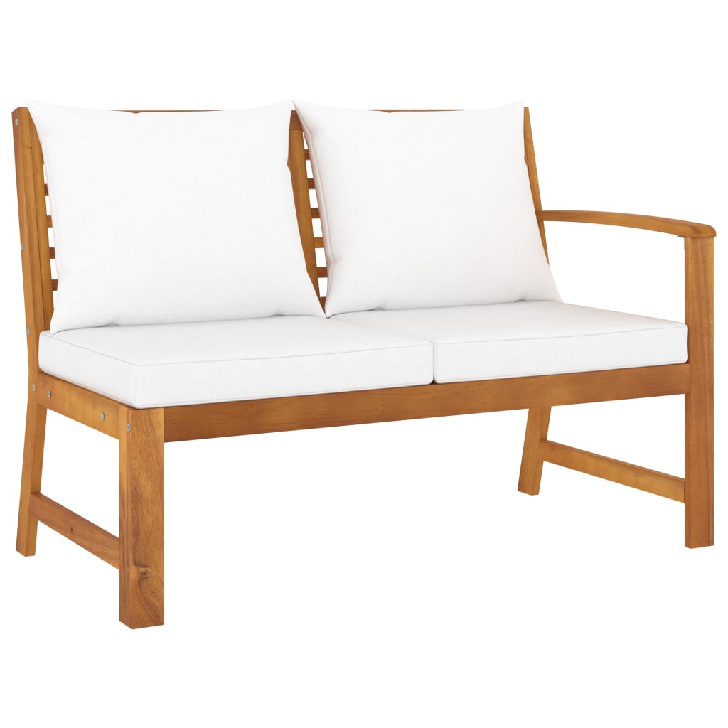 4 Piece Garden Lounge Set with Cushion Cream Solid Acacia Wood (311834+311838)