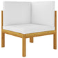 5 Piece Garden Lounge Set with Cushions Cream Solid Acacia Wood (312424+312425)