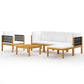 6 Piece Garden Lounge Set with Cushions Cream Solid Acacia Wood (312424+312425+312432)