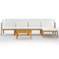 6 Piece Garden Lounge Set with Cushions Cream Solid Acacia Wood (312424+312425+312429)