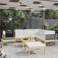 8 Piece Garden Lounge Set with Cushions Cream Solid Acacia Wood (312424+312425+312426+312432)