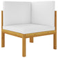 6 Piece Garden Lounge Set with Cushions Cream Solid Acacia Wood (312425+312426+312429)