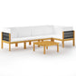 6 Piece Garden Lounge Set with Cushions Cream Solid Acacia Wood (312424+312426+312427)