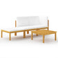 4 Piece Garden Lounge Set with Cushions Cream Solid Acacia Wood (312425+312428)