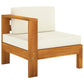 4-Seater Garden Sofa with Cream White Cushions Solid Acacia Wood (310638+310640+310642)