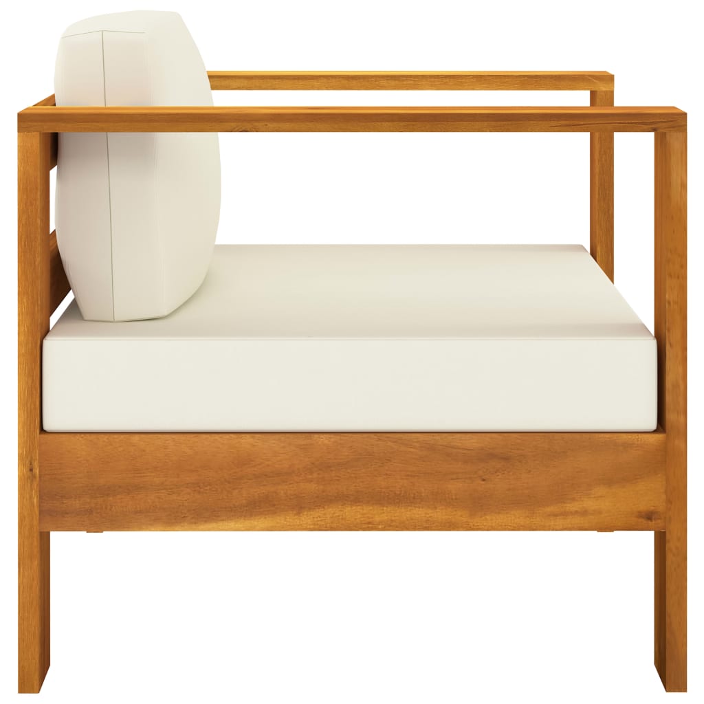 4 Piece Garden Lounge Set with Cream White Cushions Acacia Wood (310633+2x310631+310632)