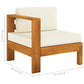 6 Piece Garden Lounge Set with Cream White Cushions Acacia Wood (310636+310638+310640+310642)