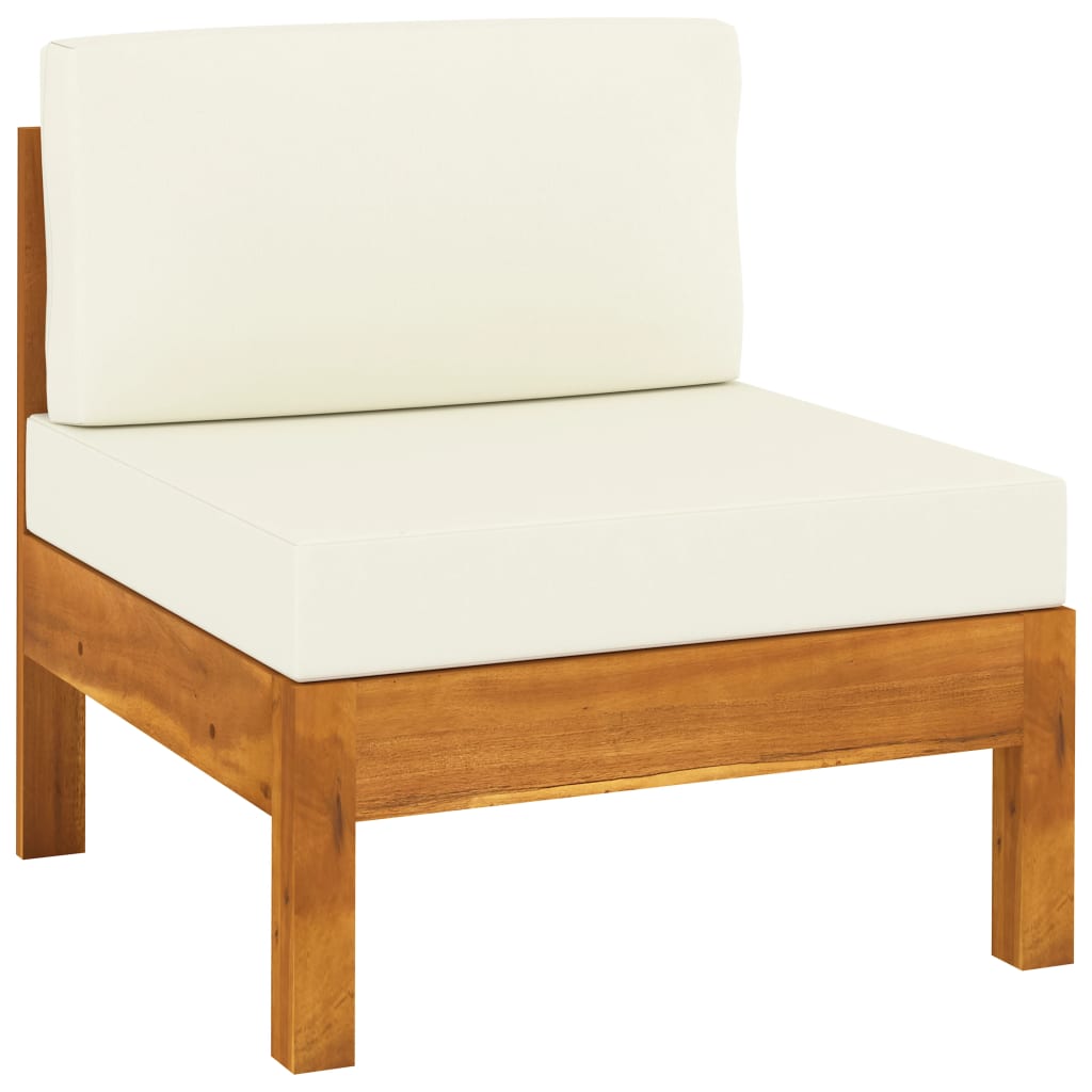 8 Piece Garden Lounge Set with Cream White Cushions Acacia Wood (310636+2x310638+310640+310642)
