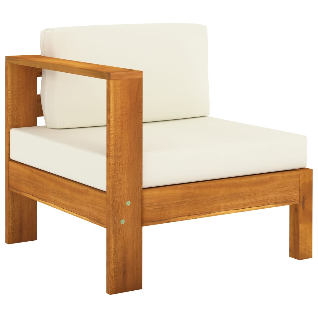 9 Piece Garden Lounge Set with Cream White Cushions Acacia Wood (310636+2x310638+310640+310642+310646)
