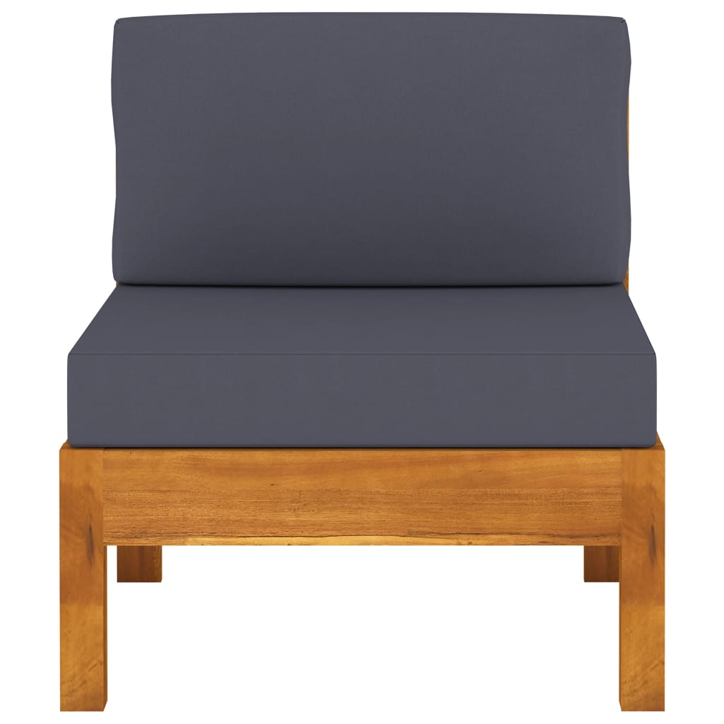 3-Seater Garden Sofa with Dark Grey Cushions Acacia Wood (310641+310643++310647)