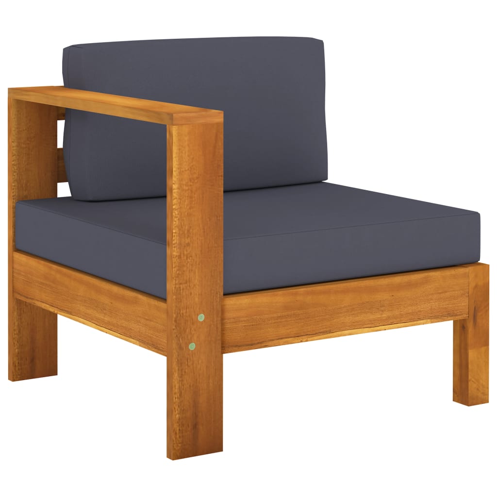 4-Seater Garden Sofa with Dark Grey Cushions Acacia Wood (310639+310641+310643)