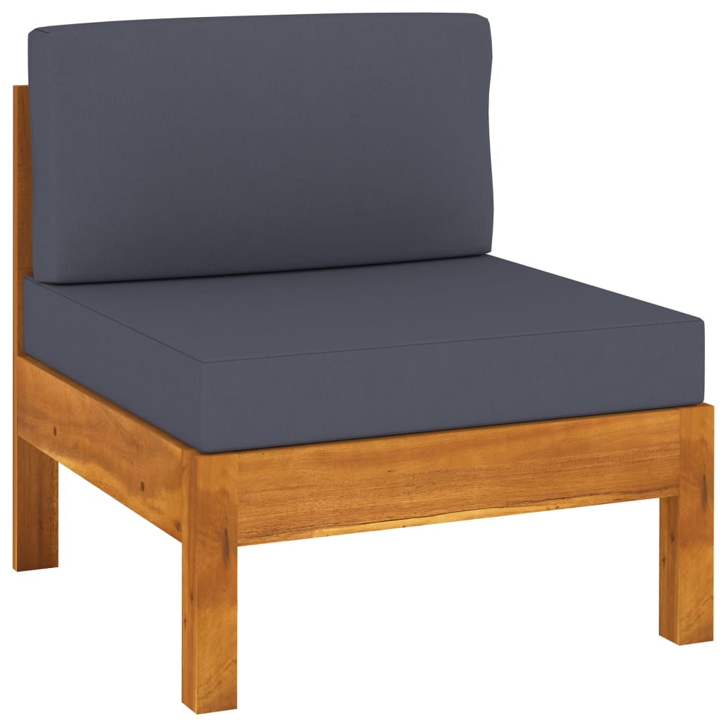 4-Seater Garden Sofa with Dark Grey Cushions Acacia Wood (310639+310641+310643)