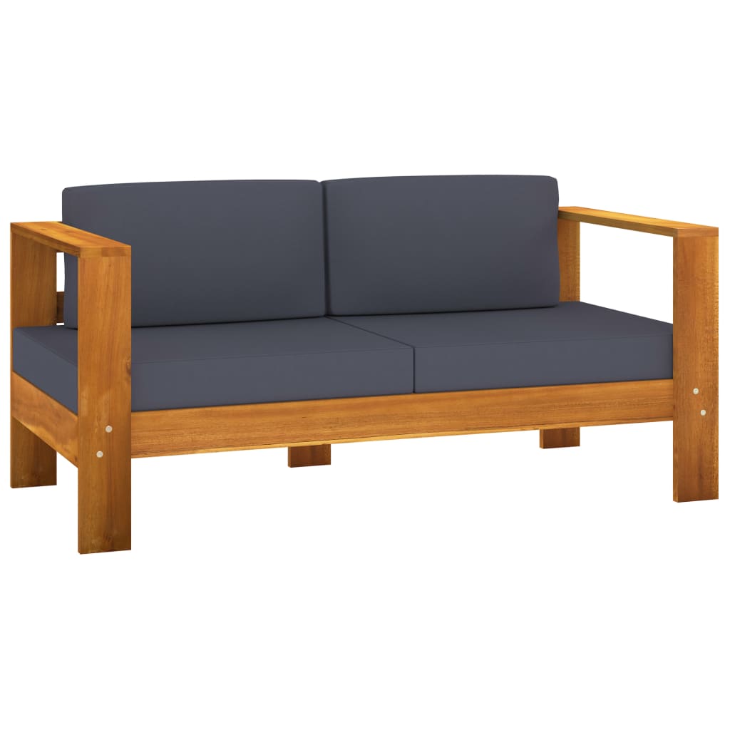4 Piece Garden Lounge Set with Dark Grey Cushions Acacia Wood (310633+2x310634+310635)