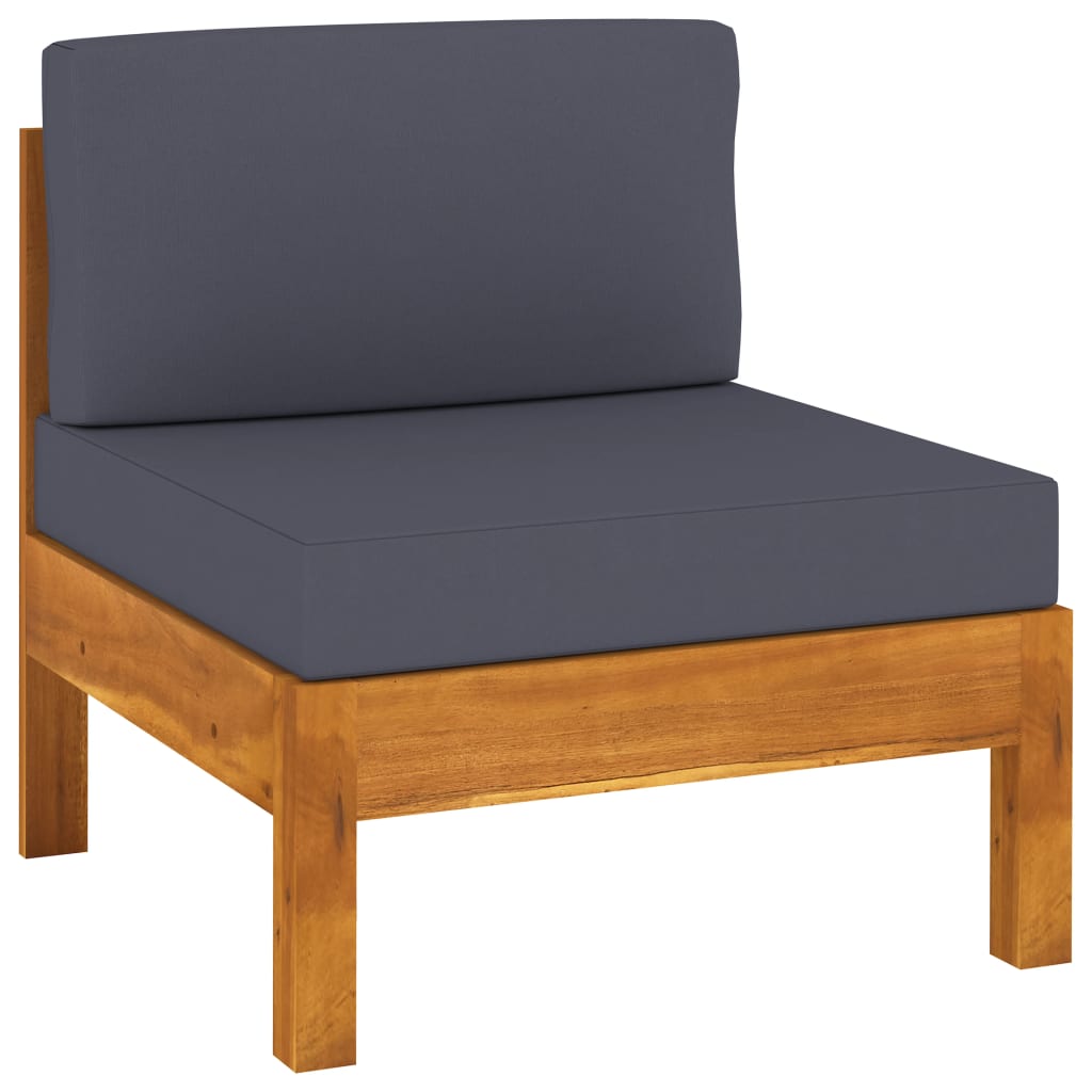 8 Piece Garden Lounge Set with Dark Grey Cushions Acacia Wood (310637+2x310639+310641+310643)