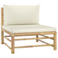 4 Piece Garden Lounge Set with Cream White Cushions Bamboo (313142+313145)