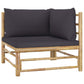 4 Piece Garden Lounge Set with Dark Grey Cushions Bamboo (313150+313153)