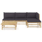 5 Piece Garden Lounge Set with Dark Grey Cushions Bamboo (313150+313151)