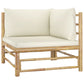 5 Piece Garden Lounge Set with Cream White Cushions Bamboo (313142+2x313145)