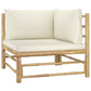 6 Piece Garden Lounge Set with Cream White Cushions Bamboo (313142+2x313145+313148)