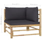 6 Piece Garden Lounge Set with Dark Grey Cushions Bamboo (313150+2x313153+313156)