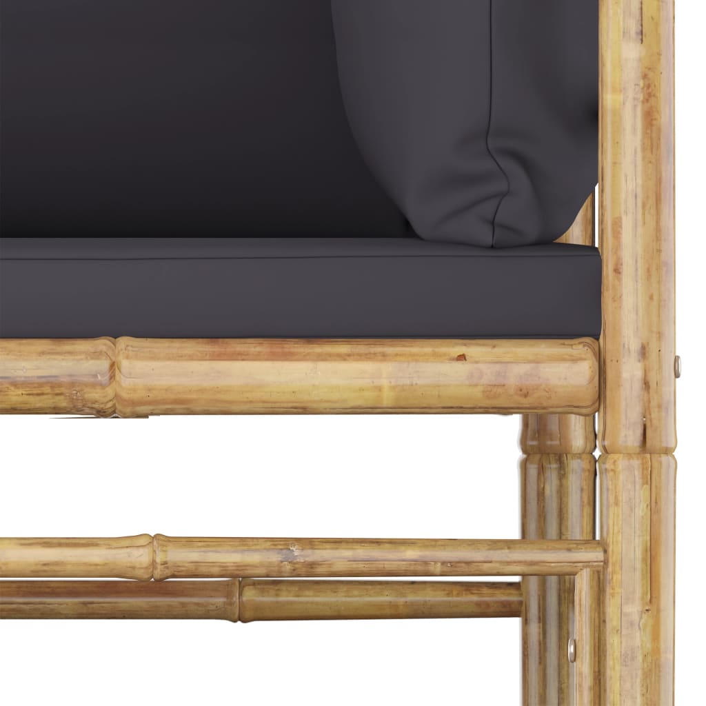 6 Piece Garden Lounge Set with Dark Grey Cushions Bamboo (313150+313151+313153)