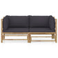 2 Piece Garden Lounge Set with Dark Grey Cushions Bamboo (2x313153)