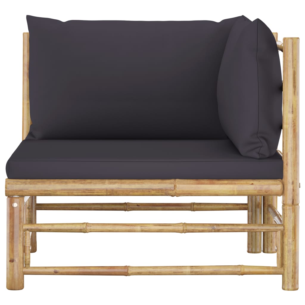 2 Piece Garden Lounge Set with Dark Grey Cushions Bamboo (2x313153)