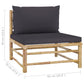 3 Piece Garden Lounge Set with Dark Grey Cushions Bamboo (313151+313153)