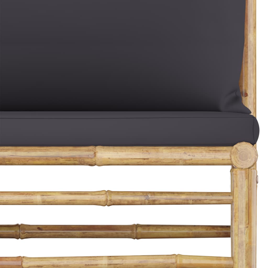 6 Piece Garden Lounge Set with Dark Grey Cushions Bamboo (313151+313152+2x313153)