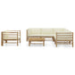 7 Piece Garden Lounge Set with Cream White Cushions Bamboo (2x313143+313144+313148)
