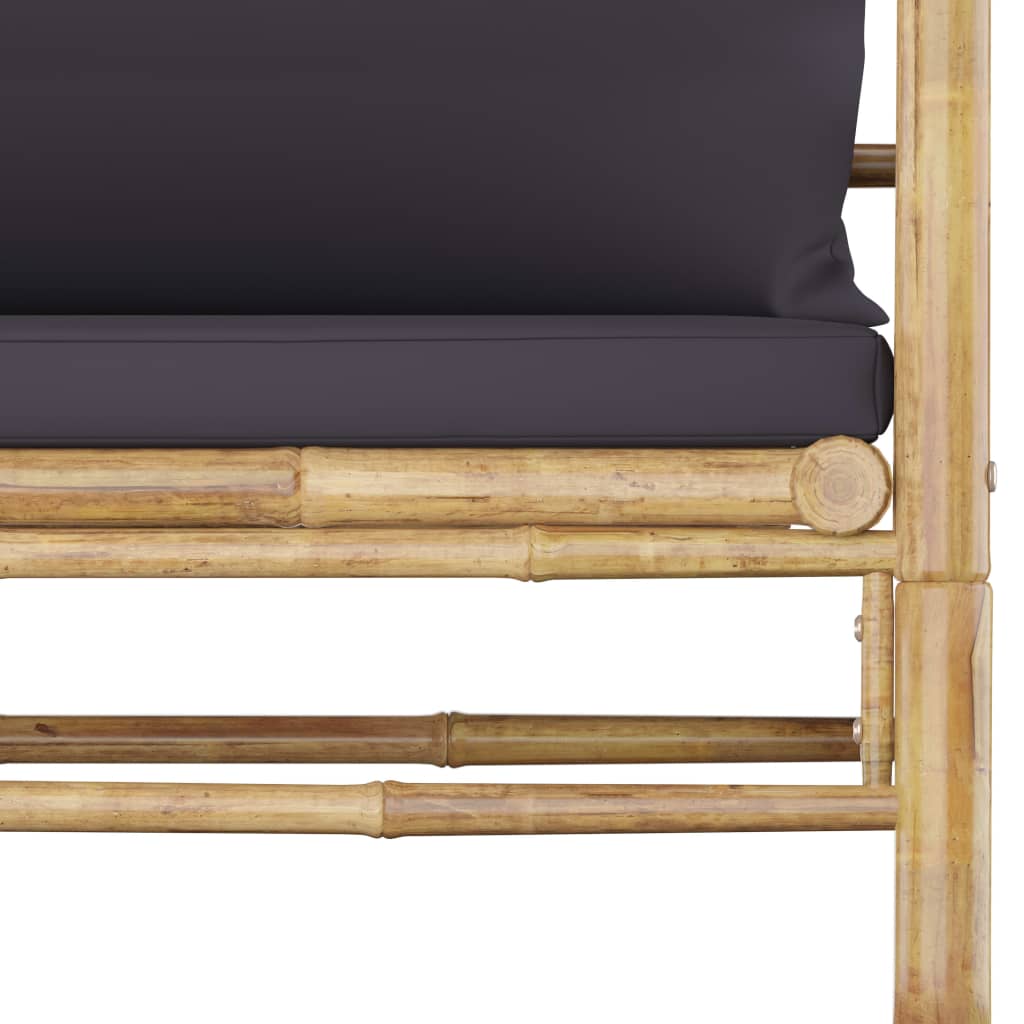 8 Piece Garden Lounge Set with Dark Grey Cushions Bamboo (313150+313151+2x313153+313156)