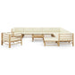 12 Piece Garden Lounge Set with Cream White Cushions Bamboo (313142+3x313143+313146+313147+313148)