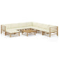 9 Piece Garden Lounge Set with Cream White Cushions Bamboo (313142+3x313143)