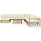 9 Piece Garden Lounge Set with Cream White Cushions Bamboo (313142+3x313143)