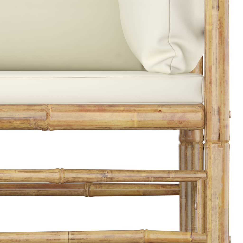 7 Piece Garden Lounge Set with Cream White Cushions Bamboo (2x313143+2x313146+313149)