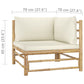 6 Piece Garden Lounge Set with Cream White Cushions Bamboo (313142+313143+313146)