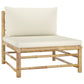 6 Piece Garden Lounge Set with Cream White Cushions Bamboo (313142+313143+313146)