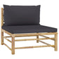 6 Piece Garden Lounge Set with Dark Grey Cushions Bamboo (313150+313151+313154)