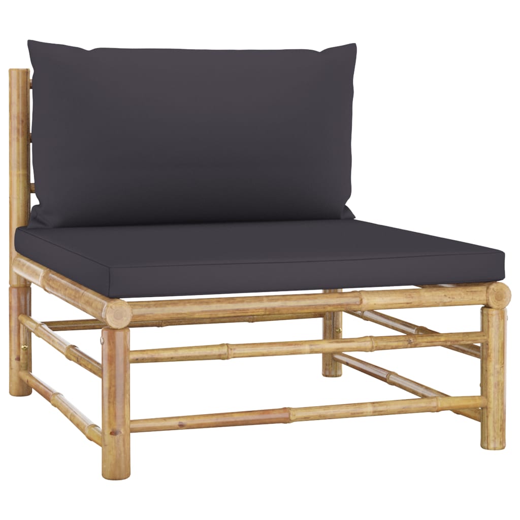 6 Piece Garden Lounge Set with Dark Grey Cushions Bamboo (313150+313151+313153)