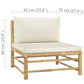 4 Piece Garden Lounge Set with Cream White Cushions Bamboo (313142+313146)
