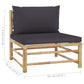 4 Piece Garden Lounge Set with Dark Grey Cushions Bamboo (313150+313154)