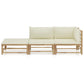 3 Piece Garden Lounge Set with Cream White Cushions Bamboo (313143+313147)