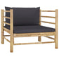 7 Piece Garden Lounge Set with Dark Grey Cushions Bamboo (2x313151+313152+313156)