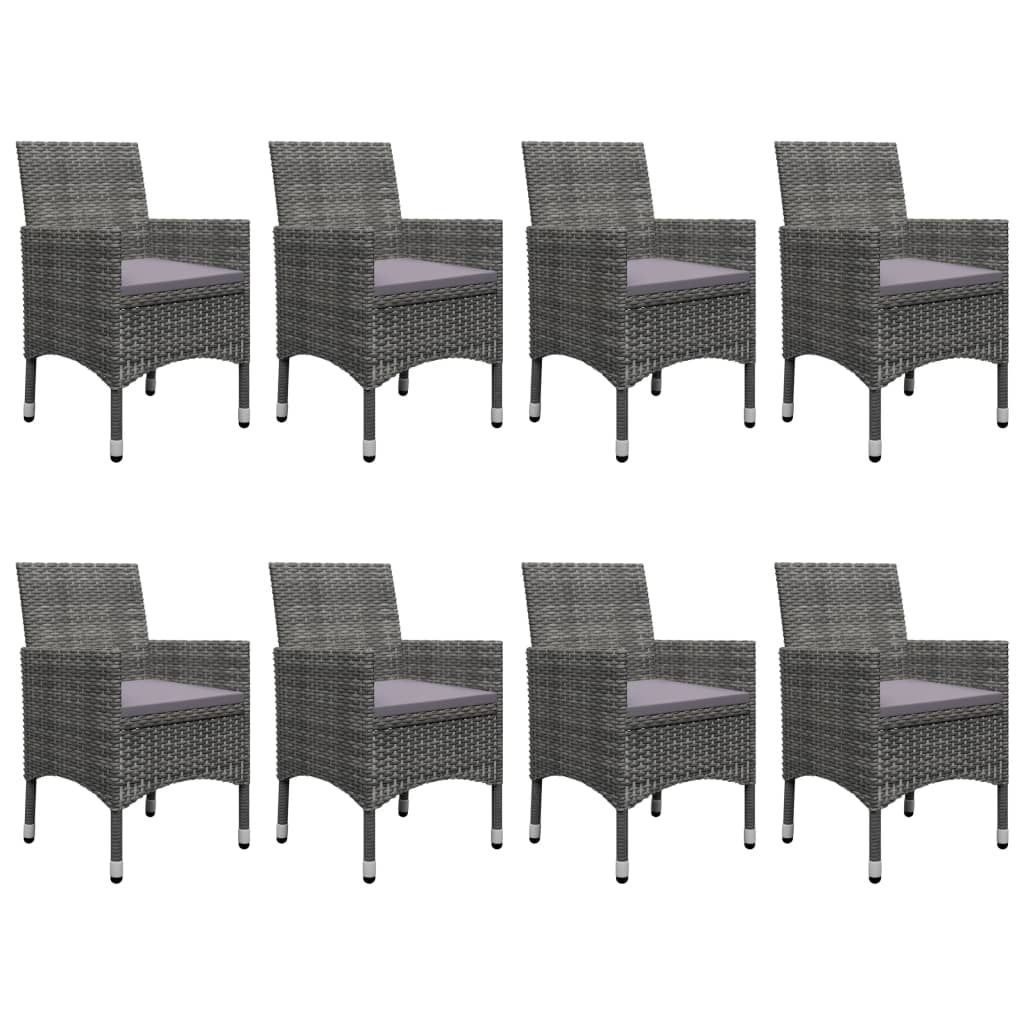 9 Piece Garden Dining Set Poly Rattan and Glass Grey (2x310563+46190)