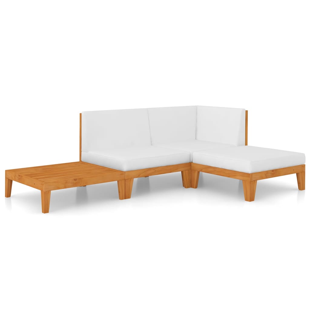 4 Piece Garden Lounge Set with Cushions Solid Acacia Wood (312146+312150+312152)