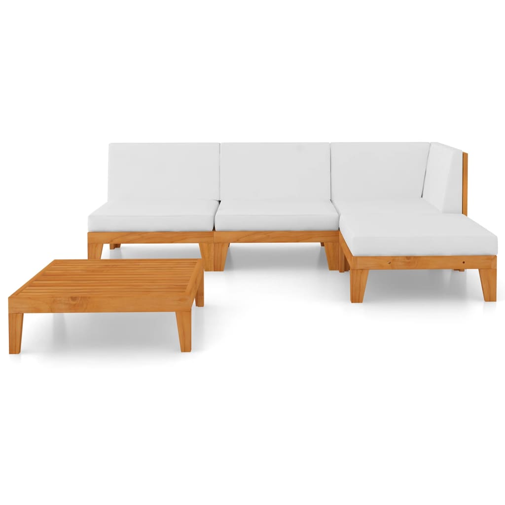 5 Piece Garden Lounge Set with Cushions Solid Acacia Wood (312146+2x312150+312152)