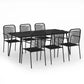 7 Piece Garden Dining Set Cotton Rope and Steel Black (48568+312156+312159)