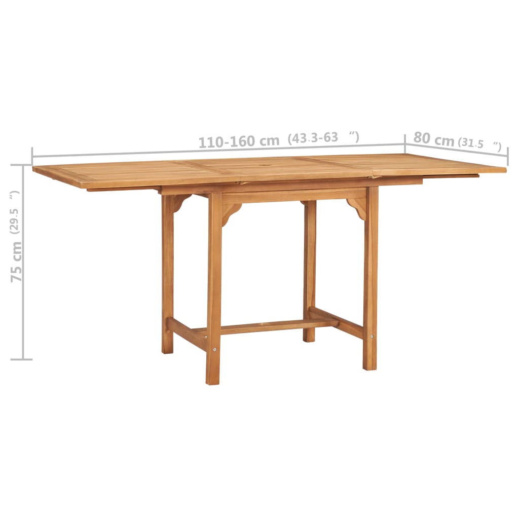 5 Piece Garden Dining Set Solid Teak Wood (44684+2x43041)